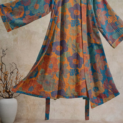 Kimono vintage in cotone con motivo floreale - image 8