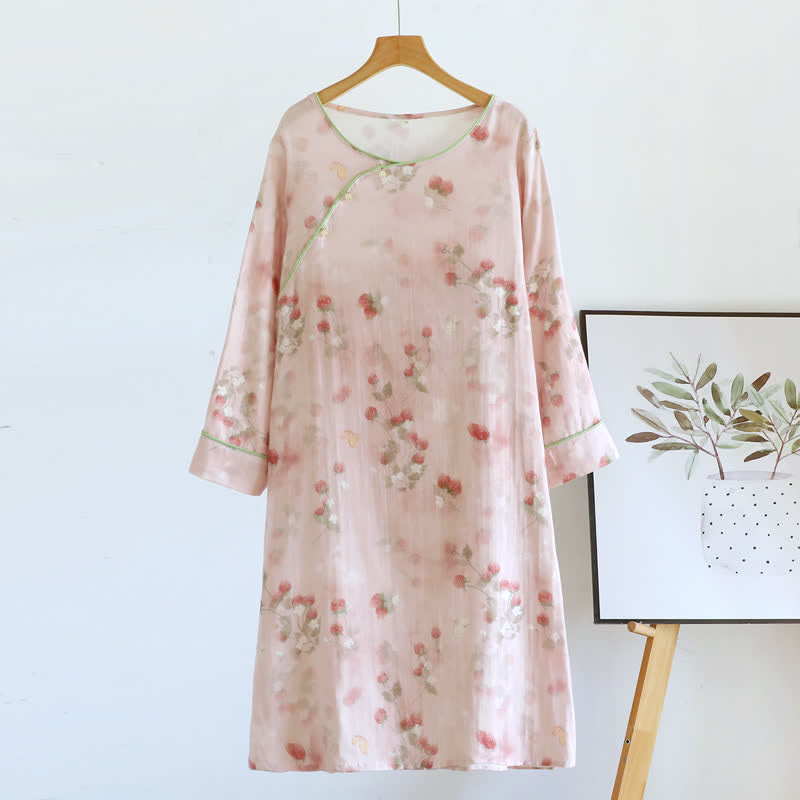 Camicia da notte da casa in cotone rosa fragola - XL - image 0