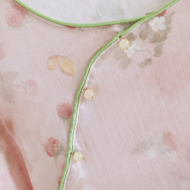 Camicia da notte da casa in cotone rosa fragola - image 2