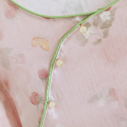 Camicia da notte da casa in cotone rosa fragola - image 2