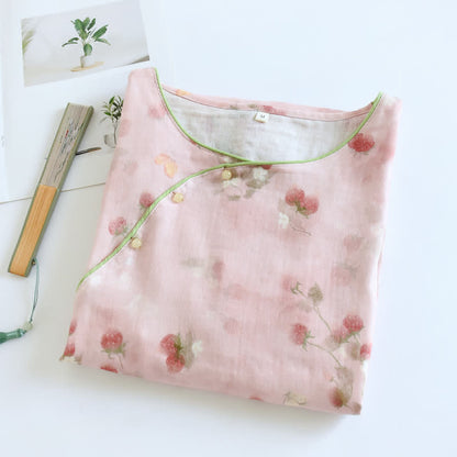 Camicia da notte da casa in cotone rosa fragola - image 1