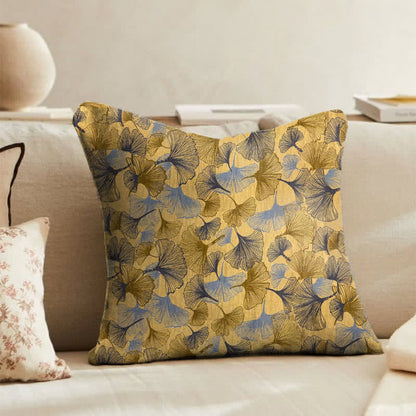 Cuscino in garza di cotone con foglie di ginkgo dorate - 45cm x 45cm - Solo copertura - image 0