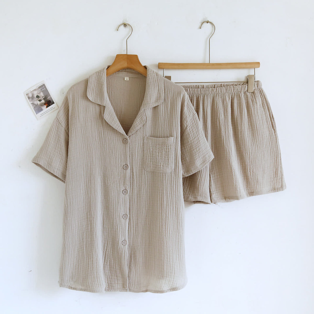 Completo da casa in garza di cotone con bottoni frontali - Grigio - Donna XL - image 1