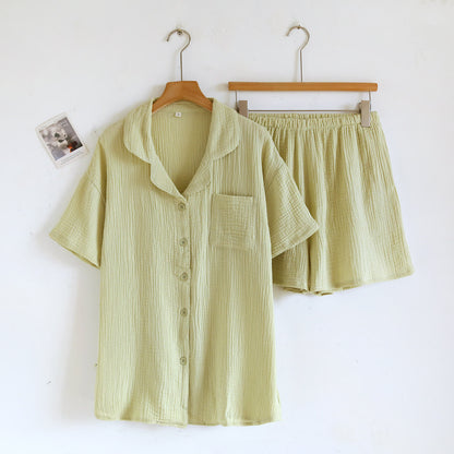 Completo da casa in garza di cotone con bottoni frontali - Matcha Verde - Donna XL - image 10