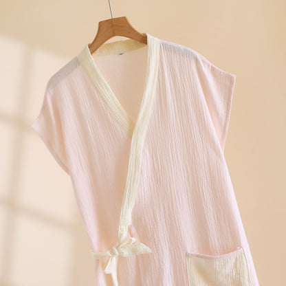 Kimono avvolgente minimalista in cotone per la casa - image 4