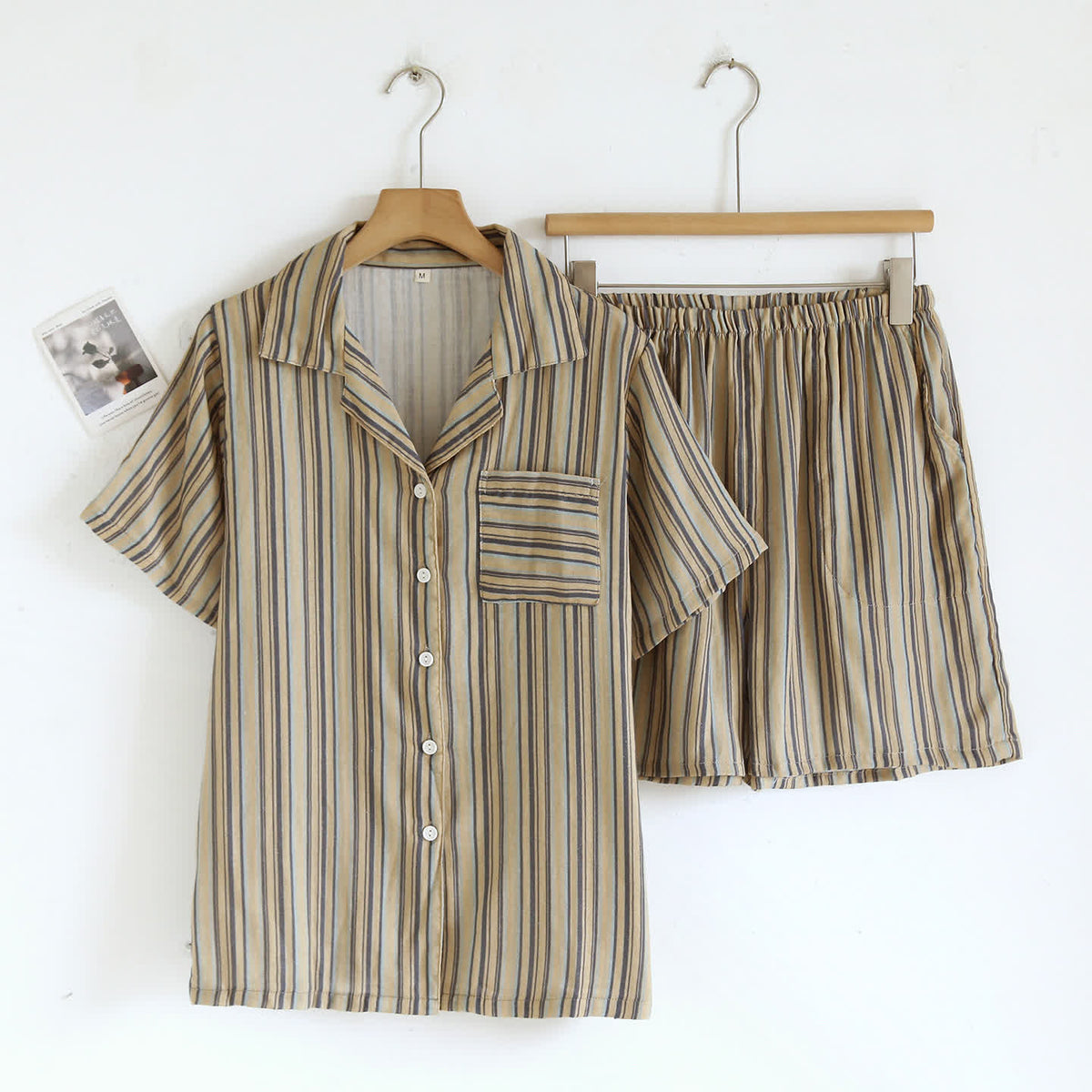 Completo da casa in cotone a righe stile vintage - Beige - XL - image 0