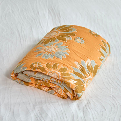 Coperta vintage in cotone con girasoli arancioni - image 3