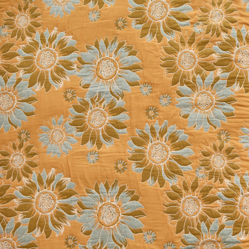 Coperta vintage in cotone con girasoli arancioni - image 6