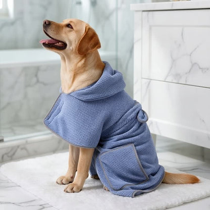 Accappatoio per cani in microfibra a tinta unita - Blu - XL - image 0