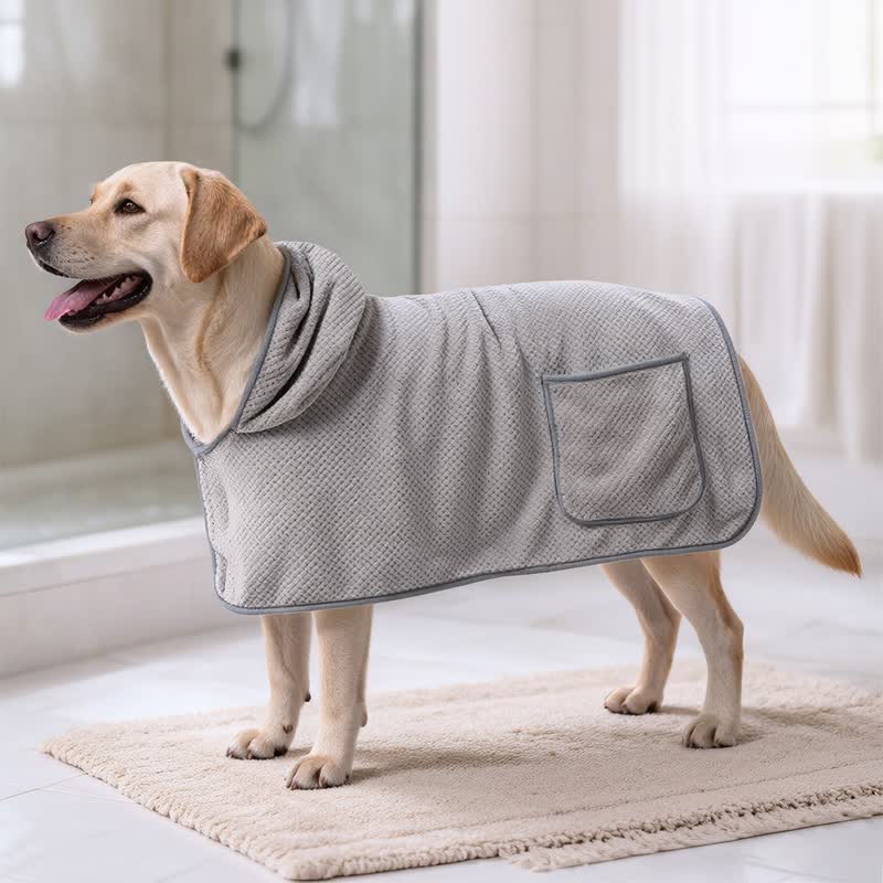 Accappatoio per cani in microfibra a tinta unita - Grigio - XL - image 4