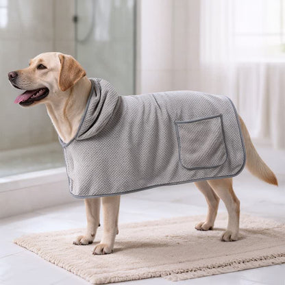 Accappatoio per cani in microfibra a tinta unita - Grigio - XL - image 4
