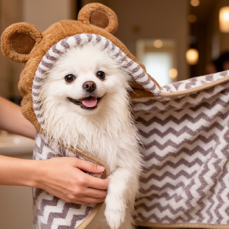 Accappatoio per cani con orecchie da orso grigio - Grigio - 2XL - image 0