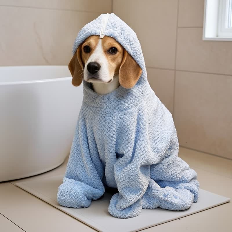 Accappatoio per cani blu con trama a nido d'ape - Blu - 3XL - image 0