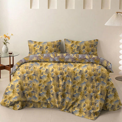 Set di biancheria da letto in garza di cotone con motivo a foglie di ginkgo in stile retrò - Giallo - 2 federe - 50cm x 50cm x 37" - image 0
