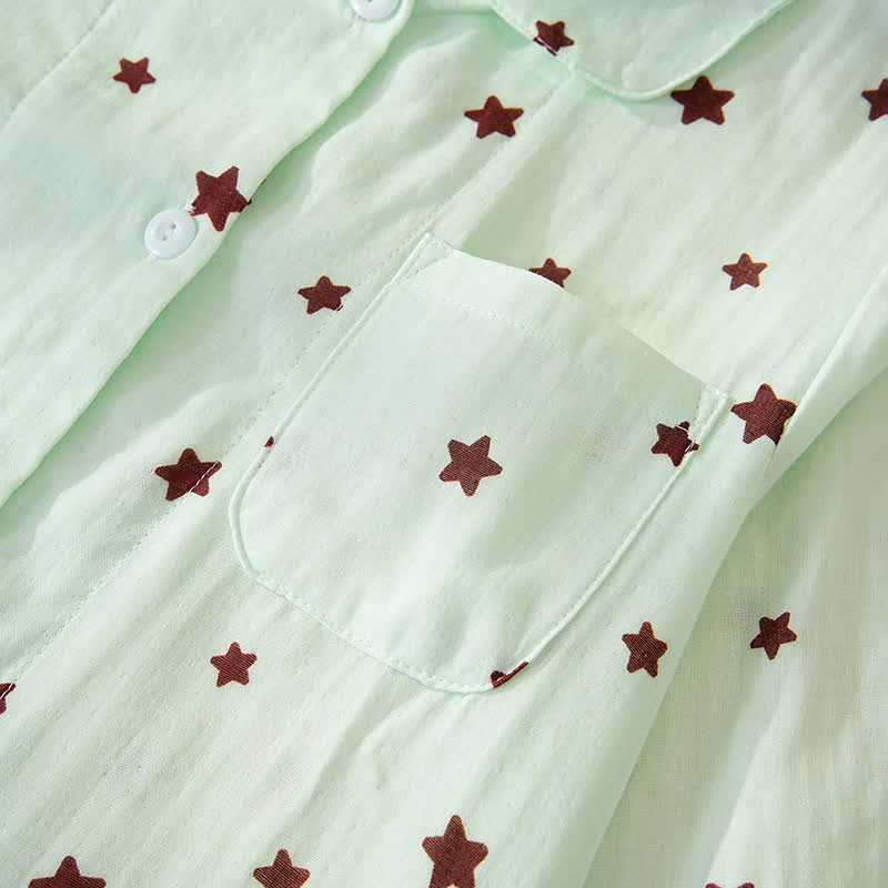 Pigiama a maniche lunghe in cotone con stelle pastello - image 8