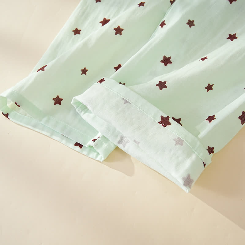 Pigiama a maniche lunghe in cotone con stelle pastello - image 11