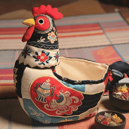 Cestino portaoggetti a forma di pollo in stile patchwork popolare - image 3
