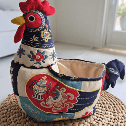 Cestino portaoggetti a forma di pollo in stile patchwork popolare - image 6