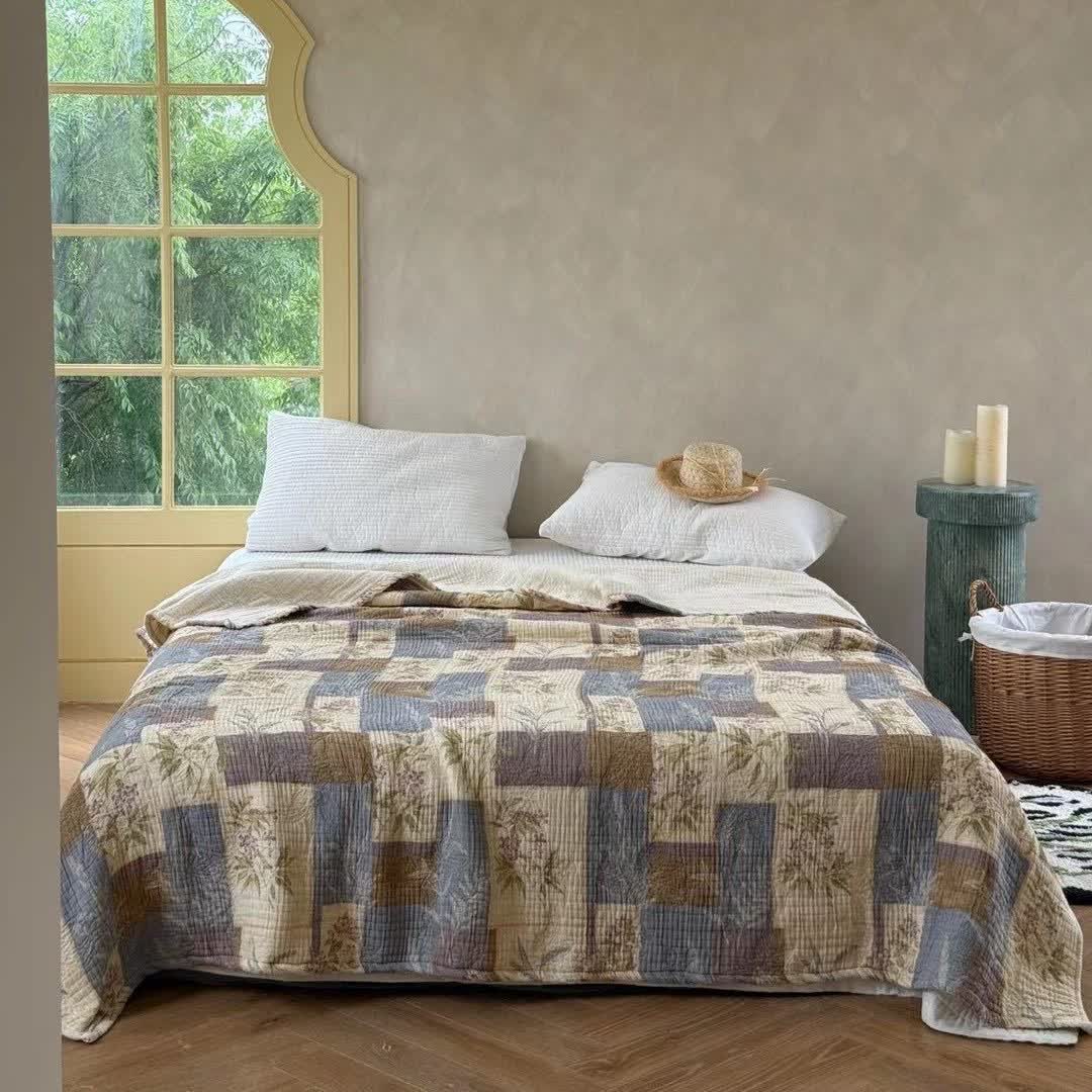 Trapunta/copriletto vintage in cotone patchwork - Matrimoniale - image 0
