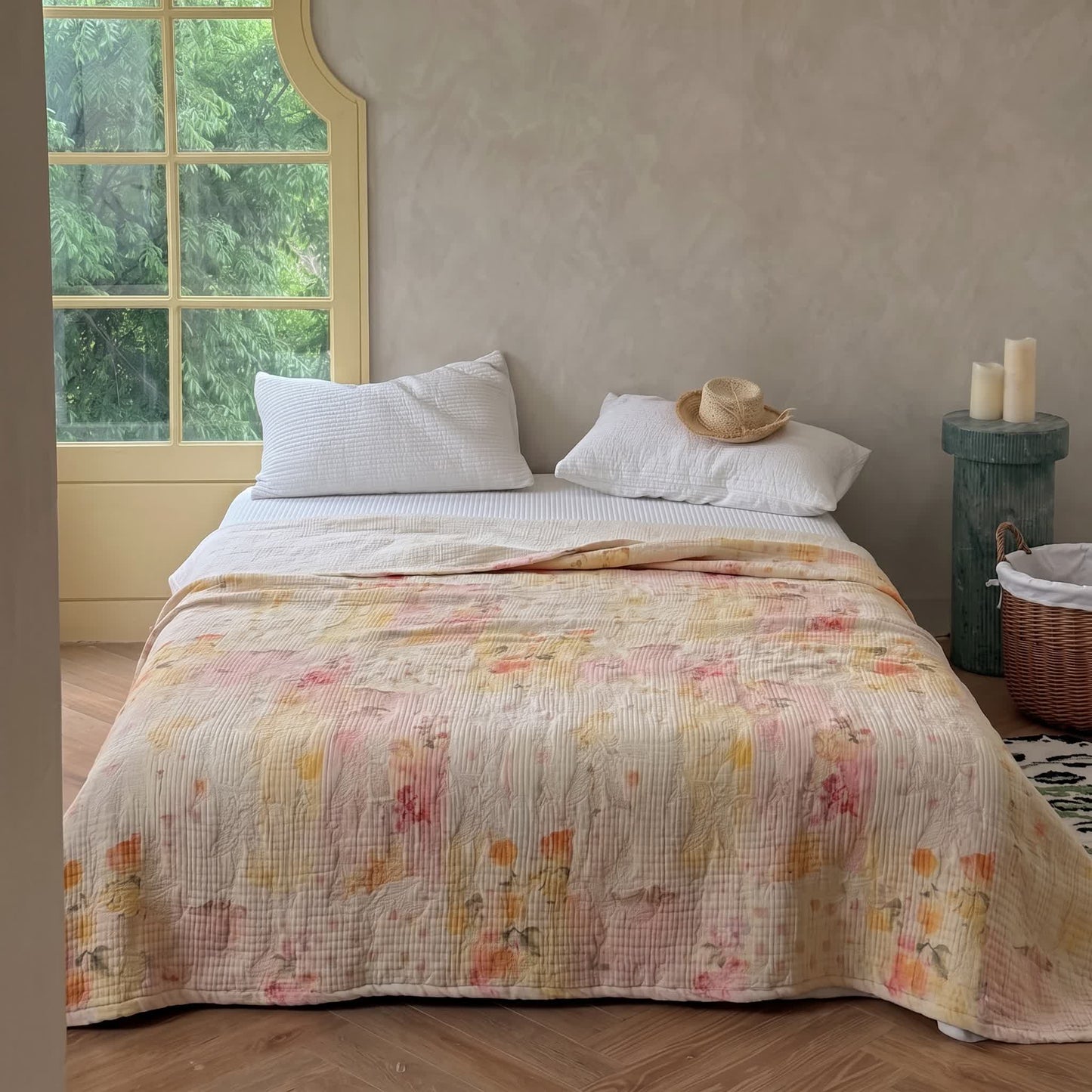 Copriletto trapuntato in cotone Sunwashed Bloom - Matrimoniale - image 0
