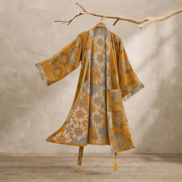 Kimono vintage in cotone color girasole - Arancia - 2XL - image 0