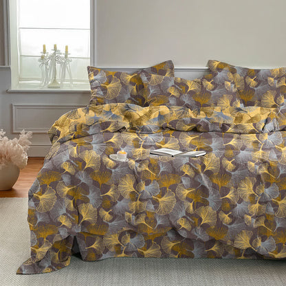 Set di biancheria da letto in garza di cotone con motivo a foglie di ginkgo in stile retrò - image 10