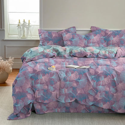 Set di biancheria da letto in cotone con foglie di ginkgo in stile retrò botanico - image 11