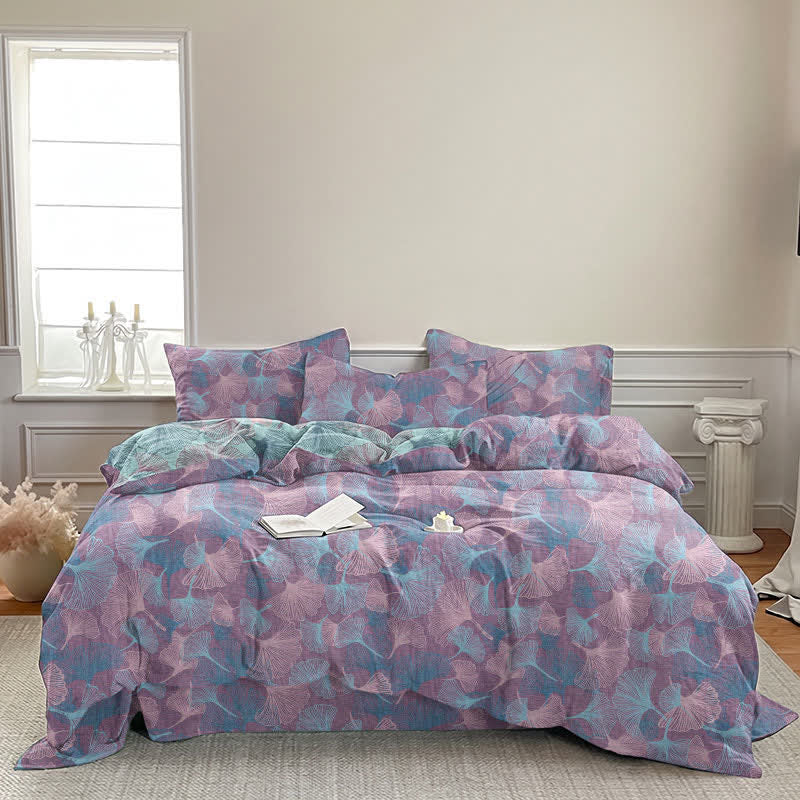 Set di biancheria da letto in cotone con foglie di ginkgo in stile retrò botanico - image 9