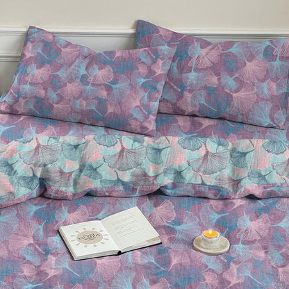Set di biancheria da letto in cotone con foglie di ginkgo in stile retrò botanico - image 15