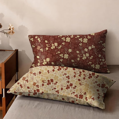 Copriletto in garza di cotone con motivo trifoglio rosso portafortuna - 2 federe - 48cm x 74cm - image 7