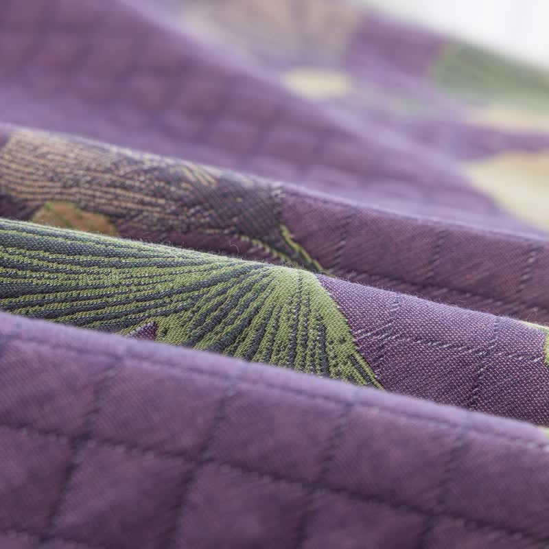 Coperta artistica in garza di cotone con motivo a foglie di ginkgo - image 4
