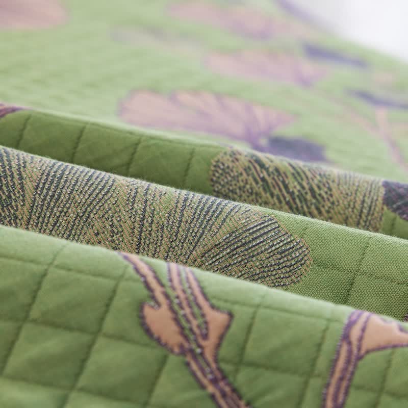 Coperta artistica in garza di cotone con motivo a foglie di ginkgo - image 12