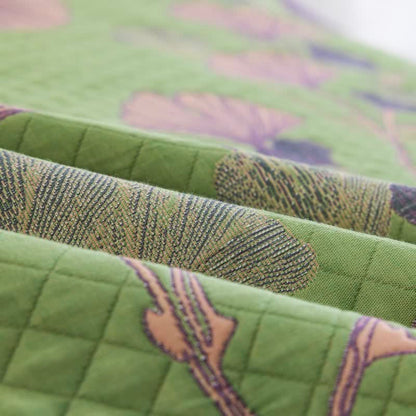 Coperta artistica in garza di cotone con motivo a foglie di ginkgo - image 12
