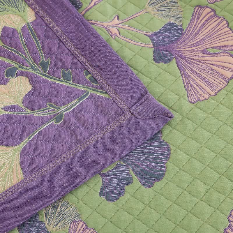 Coperta artistica in garza di cotone con motivo a foglie di ginkgo - image 14