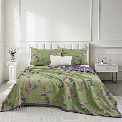 Coperta artistica in garza di cotone con motivo a foglie di ginkgo - image 11