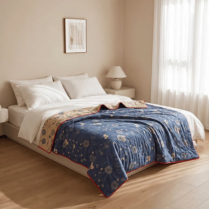 Trapunta reversibile blu a fantasia floreale in stile cottage - image 6