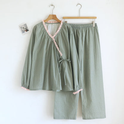 Completo da casa in cotone con laccetti laterali Sweet Side Tie - Verde - XL - image 0