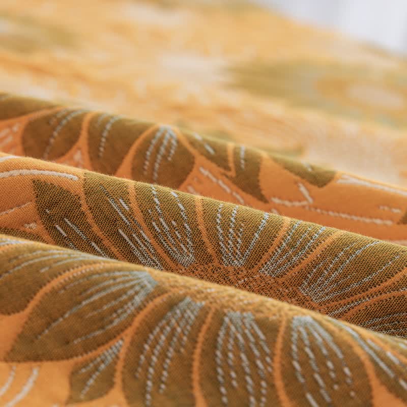 Coperta in garza di cotone con motivo girasoli in stile retrò - image 3