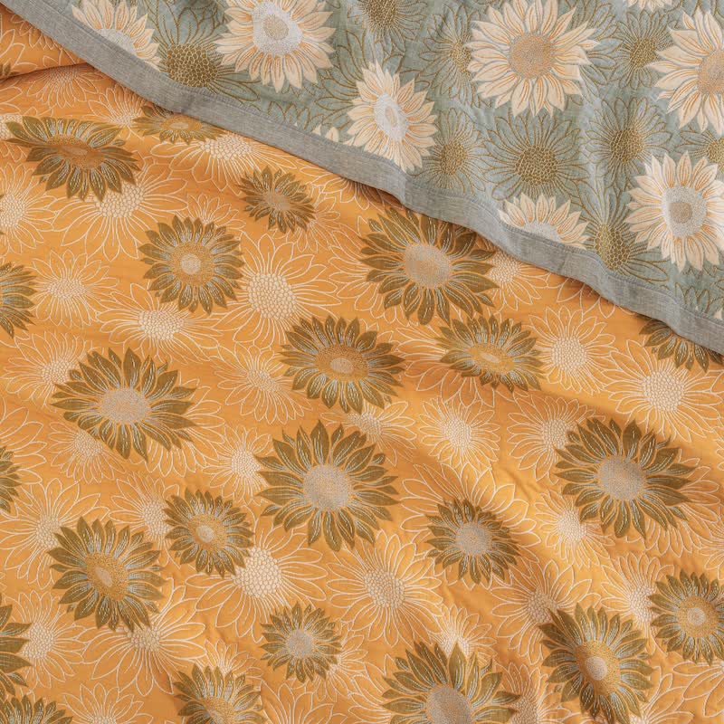 Coperta in garza di cotone con motivo girasoli in stile retrò - image 7