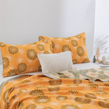 Coperta in garza di cotone con motivo girasoli in stile retrò - image 2