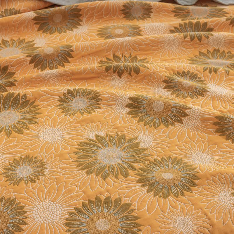 Coperta in garza di cotone con motivo girasoli in stile retrò - image 5