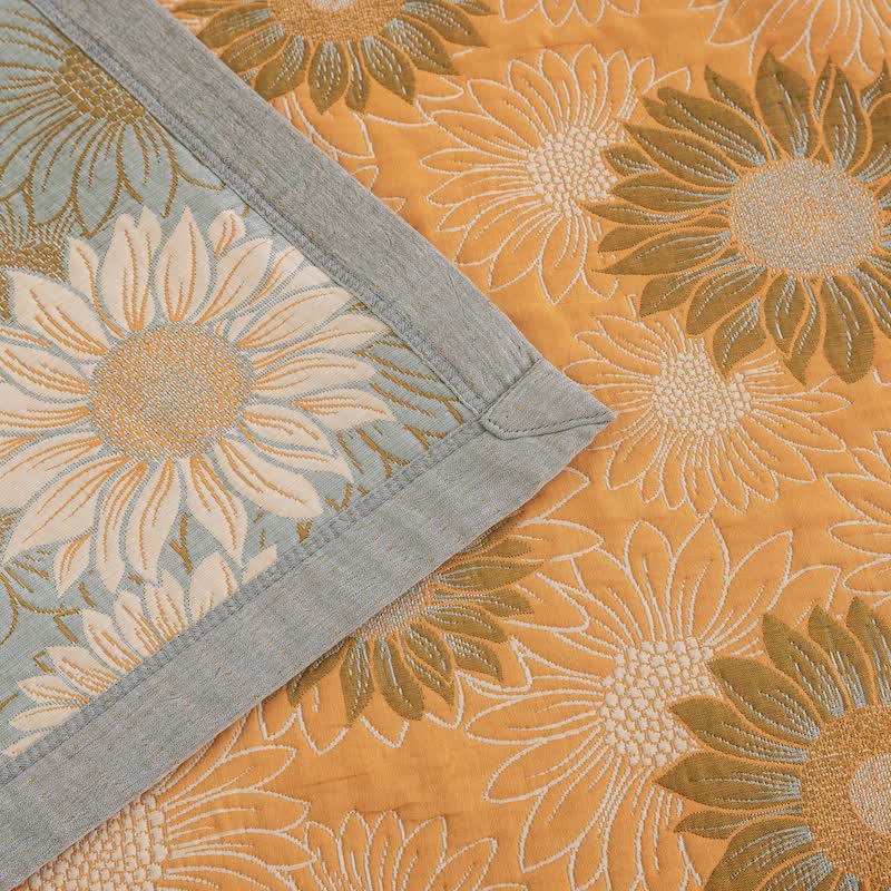 Coperta in garza di cotone con motivo girasoli in stile retrò - image 6