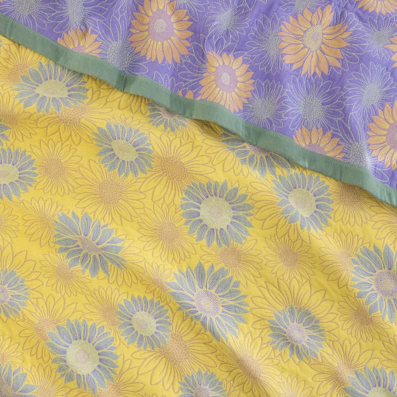 Coperta in garza di cotone con motivo girasoli in stile retrò - image 17