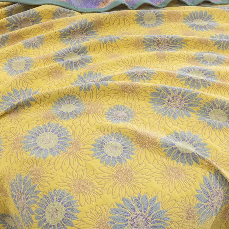 Coperta in garza di cotone con motivo girasoli in stile retrò - image 15