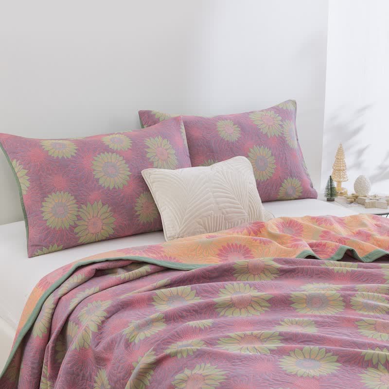 Coperta in garza di cotone con motivo girasoli in stile retrò - image 22