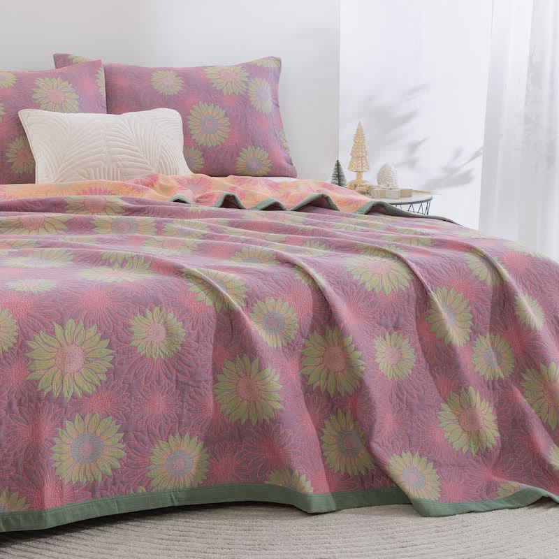 Coperta in garza di cotone con motivo girasoli in stile retrò - image 21