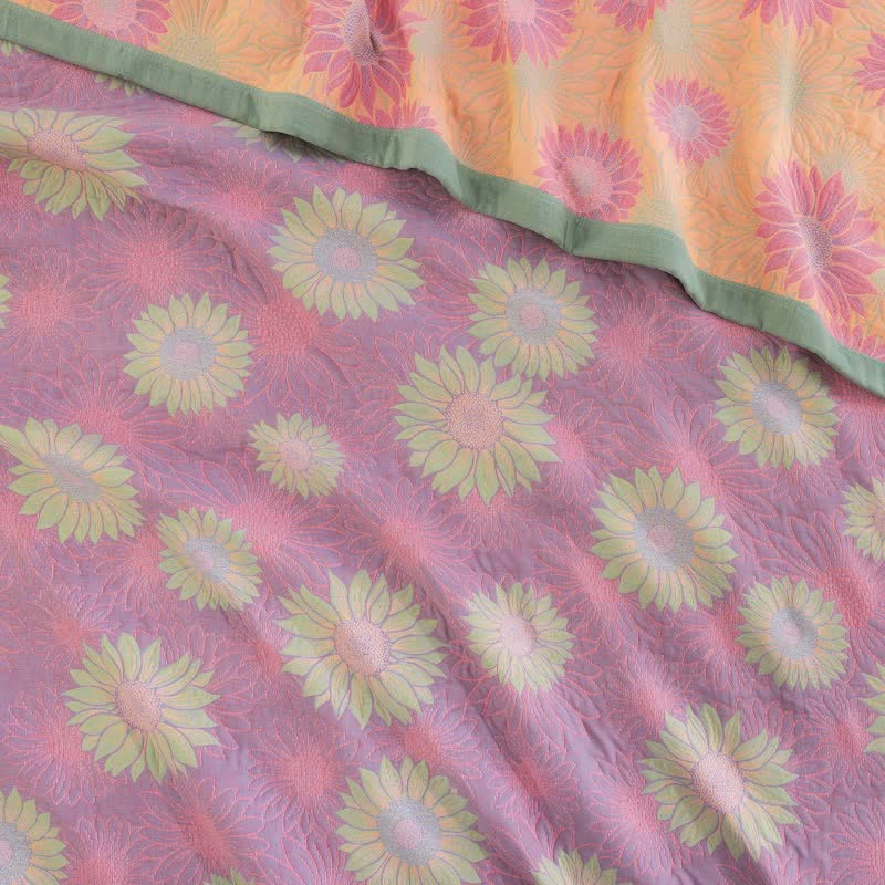 Coperta in garza di cotone con motivo girasoli in stile retrò - image 23