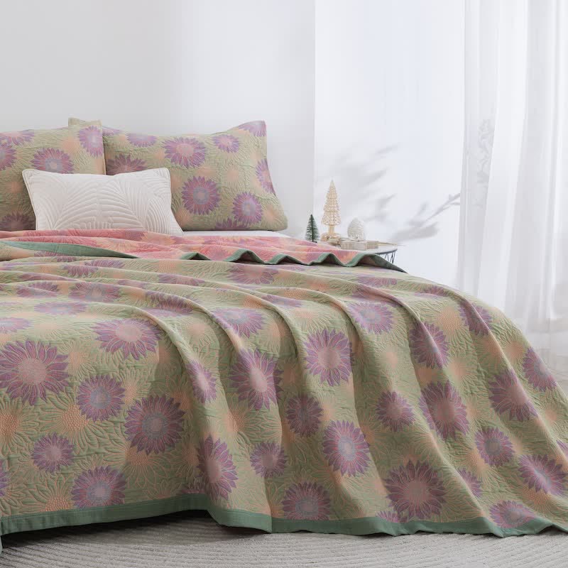 Coperta in garza di cotone con motivo girasoli in stile retrò - image 28