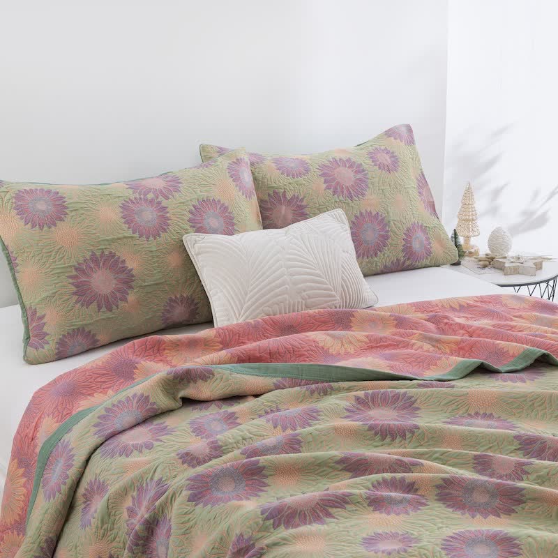 Coperta in garza di cotone con motivo girasoli in stile retrò - image 29