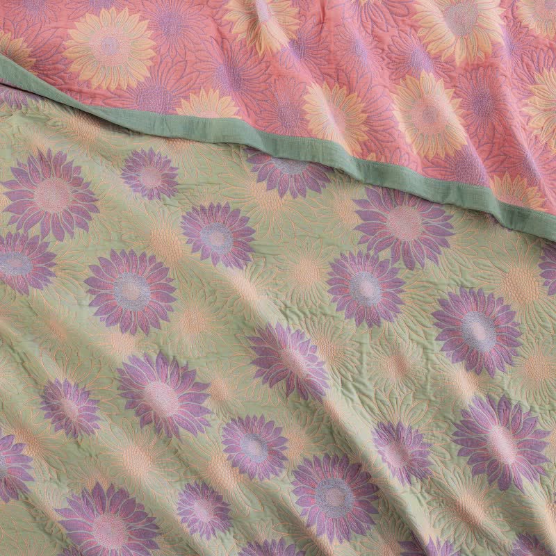 Coperta in garza di cotone con motivo girasoli in stile retrò - image 34